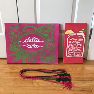 Delta Zeta Sorority- 2 Canvases & Tassel Set
